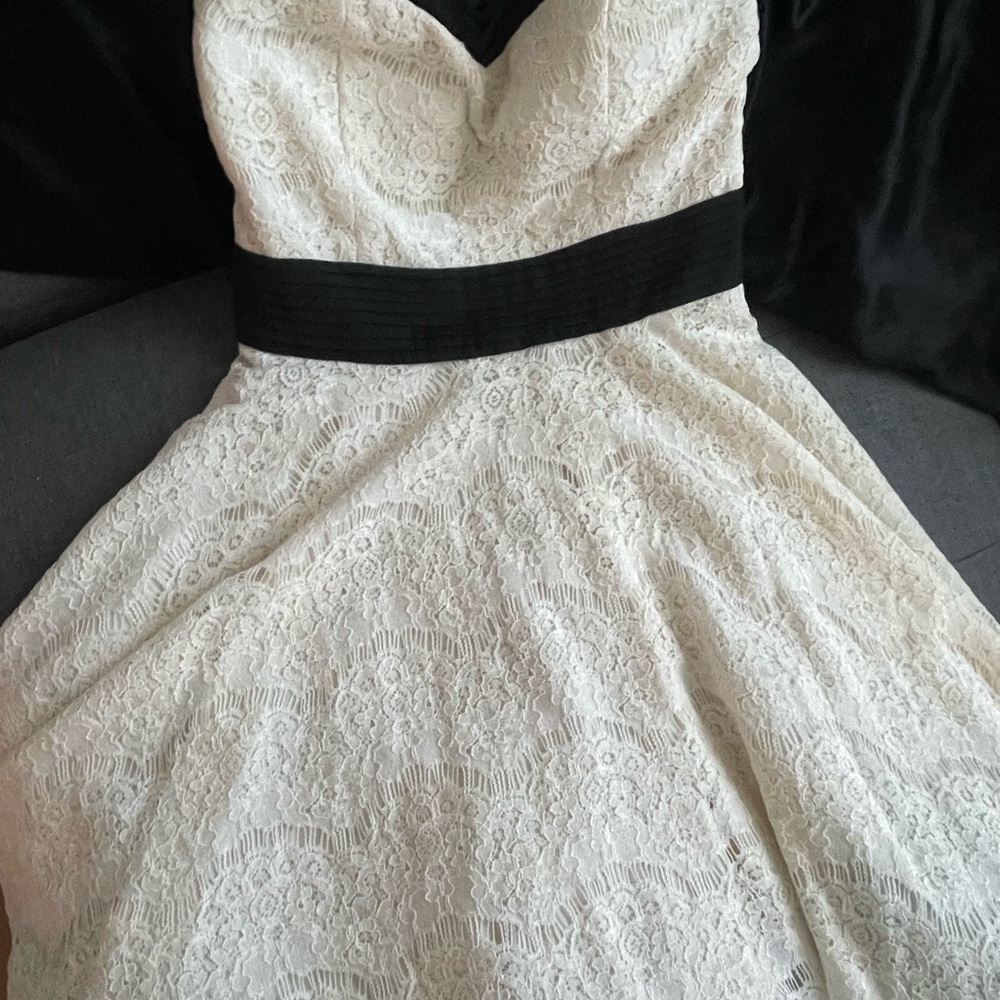 Minuet Petite White Strapless A-Line Dress